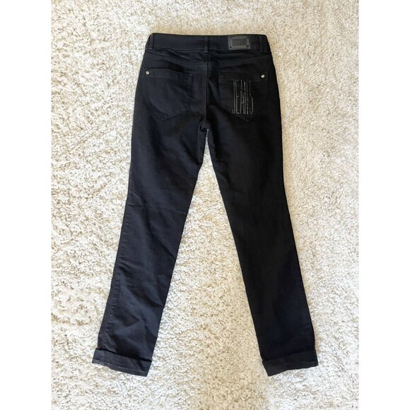 Trussardi Jeans Black Embellished Pocket Cuffed Denim Jeans EUC Size 29 - Picture 4 of 5